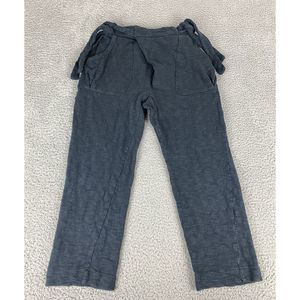 Free People FP Beach Cross Front Side Tie Pants Womens XS Blue Crop Cotton